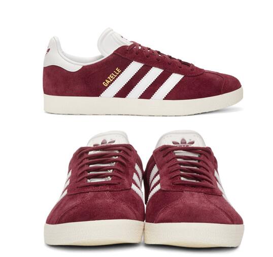 运动鞋品牌adidas originals og vintage gazelle 酒红色运动鞋 $90