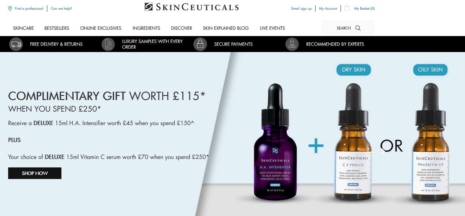 SkinCeuticals英国官网 杜克/修丽可英国海淘网站