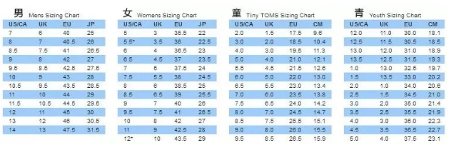 toms帆布鞋尺碼