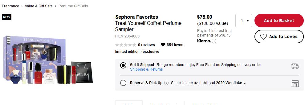 Sephora Favorites Treat Yourself Coffret香水小套盒(价值$128)上新价$75