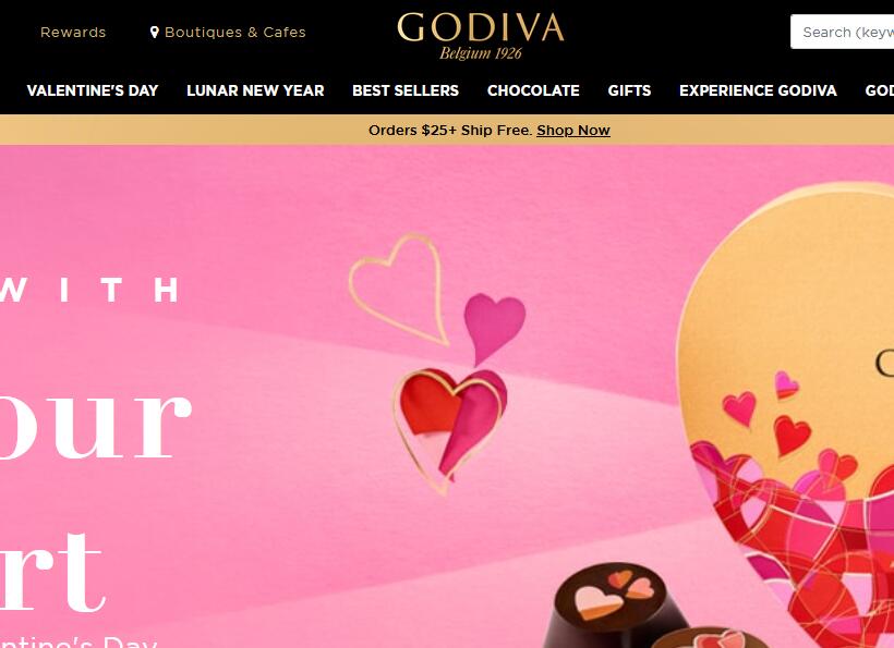 Godiva美国官网：歌帝梵巧克力美国官方海淘网站