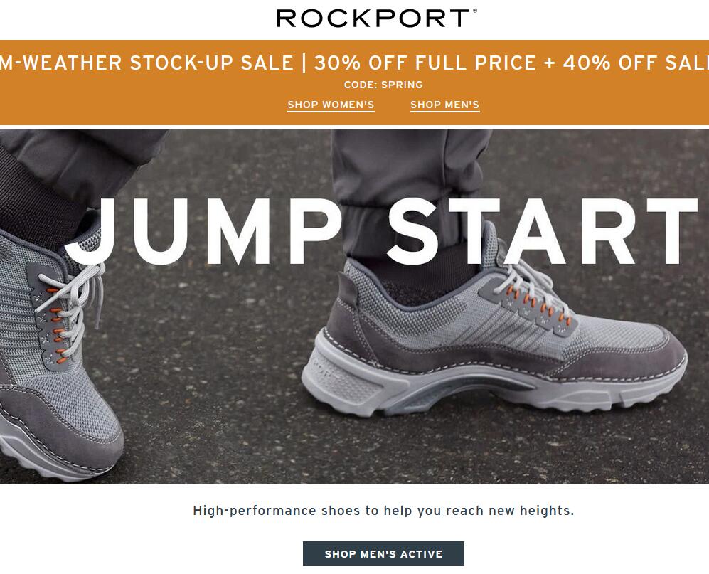 Rockport乐步美国官网：乐步休闲鞋美国官方海淘网站