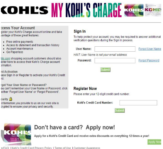 Kohls网站支付