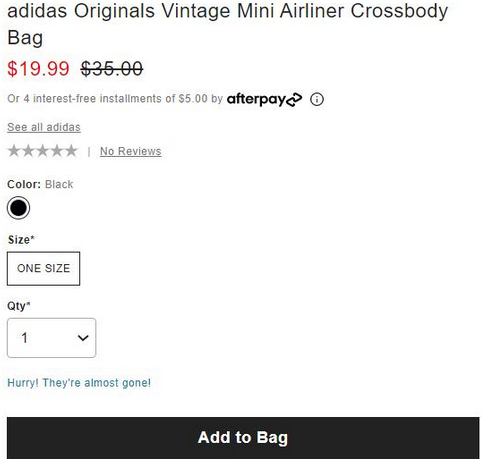 Adidas Originals Vintage迷你Airliner斜挎包57折$19.99