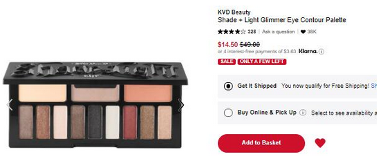 	KVD Beauty Shade + Light Glimmer眼影盘3折$14.5 