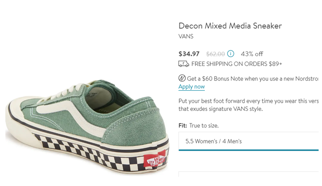 Vans万斯Decon Mixed Media中性款休闲鞋37折$34.97