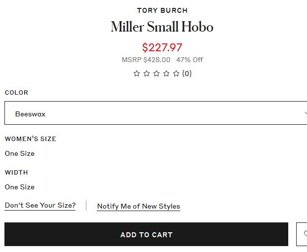 Tory Burch新款Miller Hobo包包 降至5.3折价$227.98