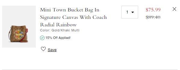 少量补！Coach蔻驰Mini Town Bucket老花款水桶包折后$75.99