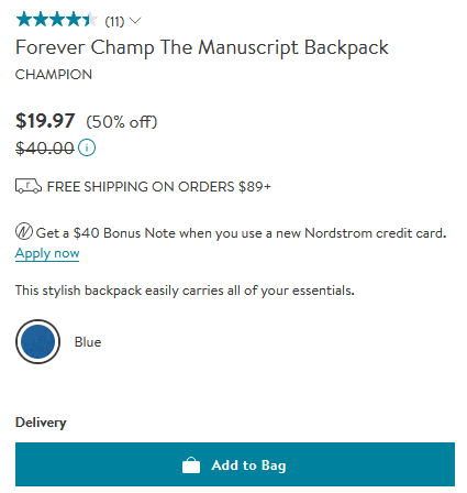 5折低价丨Champion Forever Champ The Manuscript后背包 5折$19.97