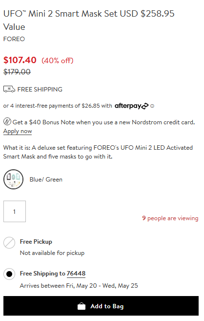 6折促销丨Foreo Ufo mini 2 套装（价值$258.95） 6折$107.4