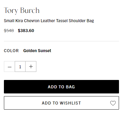 7折可入丨 Tory Burch 汤丽柏琦Kira Chevron腋下法棍包 黄色 7折$383.6