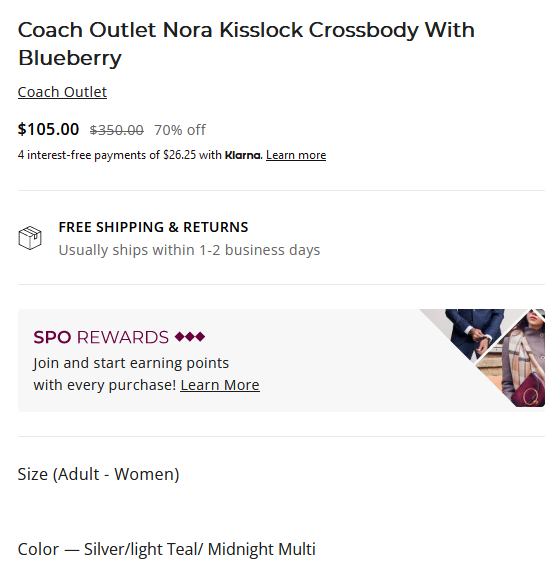 低至3折丨COACH蔻驰 Nora Kisslock 吻锁包 3折$105