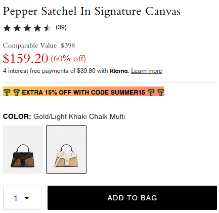 新低價(jià)丨Coach蔻馳Pepper Satchel 老花單肩包 2色可選 折后$135.32