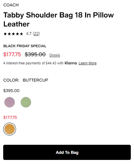 低價可入丨Coach蔻馳 Pillow Tabby 18 枕頭包 45折$177.75