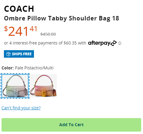历史低价丨Coach蔻驰 Pillow Tabby 18枕头包 渐变色 54折$241.41