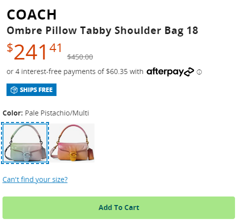 歷史低價丨Coach蔻馳 Pillow Tabby 18枕頭包 漸變色 54折$241.41