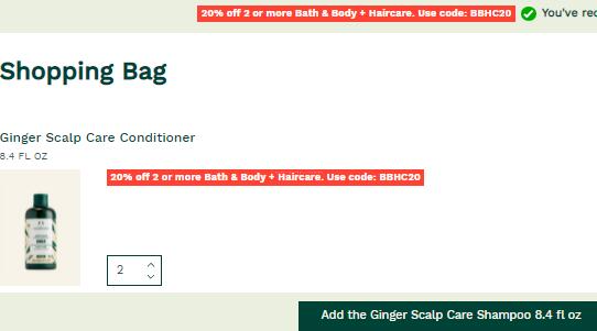 兩件8折丨The Body Shop 美國官網(wǎng)現(xiàn)有生姜洗發(fā)水/護發(fā)素買兩件立享無門檻8折丨美境免郵