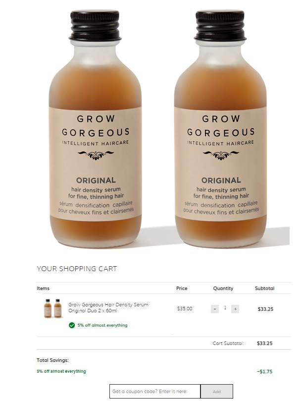 降價！GROW GORGEOUS 新版生發(fā)精華 60ml*2雙胞胎 折后$33.25