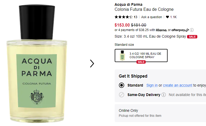 補貨！Acqua di Parma帕爾瑪之水 Colonia Futura未來古龍水 100ml 售價$153