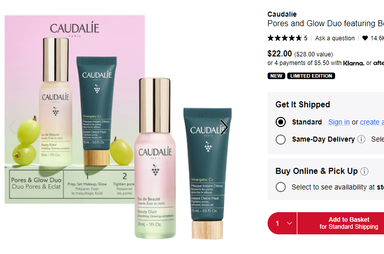 Caudalie 歐緹麗清潔護膚套裝 售價$22