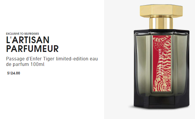 L'Artisan Parfumeur 阿蒂仙 虎年限定版冥府之路香水 100ml 发往美国$124（约883元）