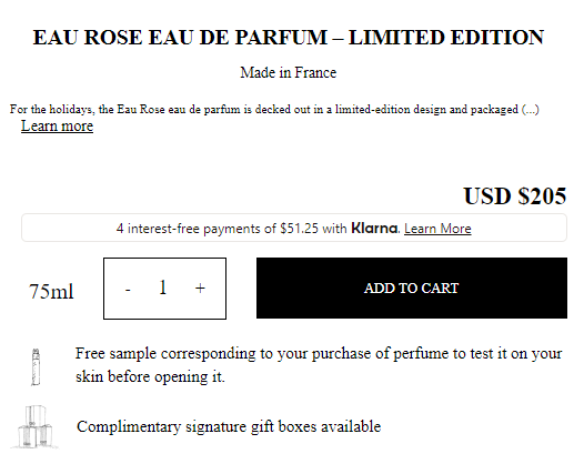Diptyque 圣誕限定玫瑰之水75ml 售價205美金
