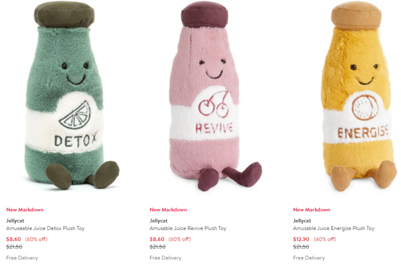 降价！Jellycat 果汁饮料玩偶 降至4折$8.6