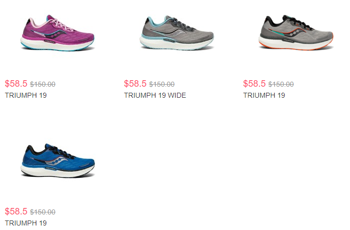 Saucony美国官网现有 Triumph 19 男女运动跑鞋促销 黑五价$58.50
