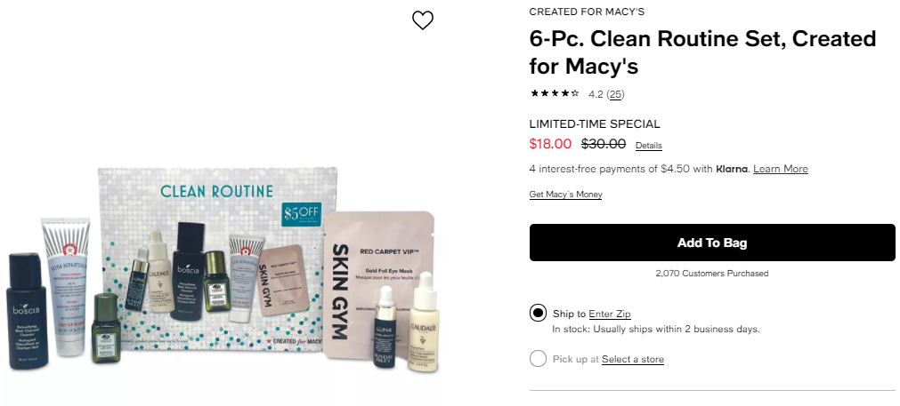 Macy's梅西Clean Routine清洁6件套 降至$18