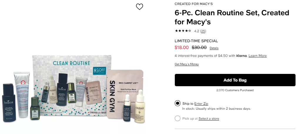 Macy's梅西Clean Routine清潔6件套 降至$18