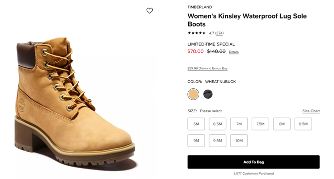 Timberland添柏嵐Kinsley防水女款短靴5折$70