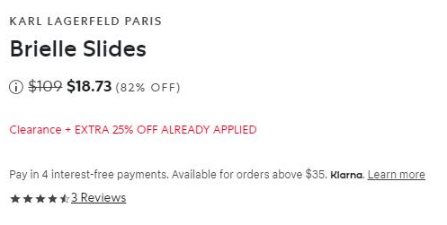 KARL LAGERFELD PARIS Brielle Slides平底拖鞋 1.8折$18.73起