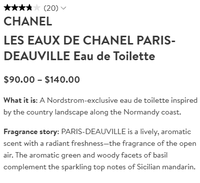 Chanel 香奈儿杜维埃香水 售价$90起，1.7/4.2oz补货！