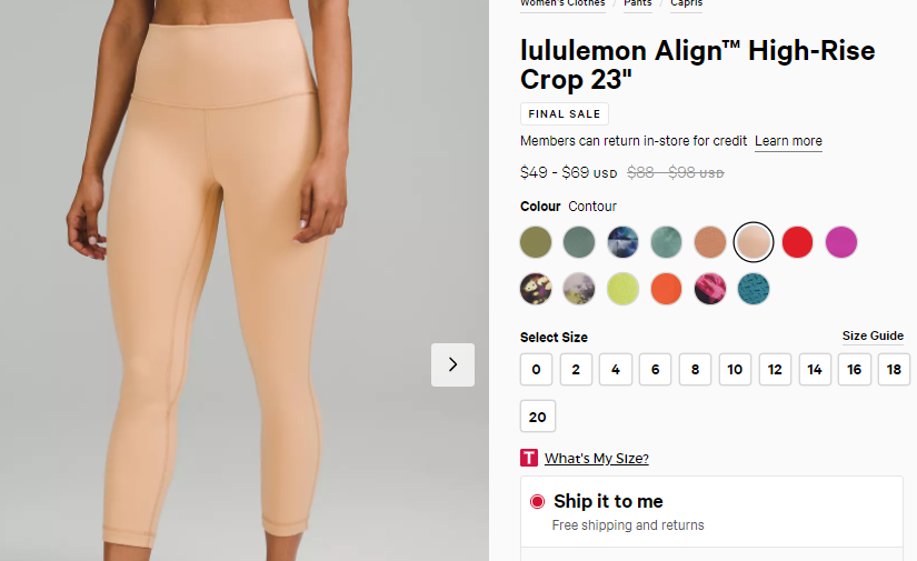 Lululemon Align? 23寸杏粉高腰瑜伽褲 67折$59