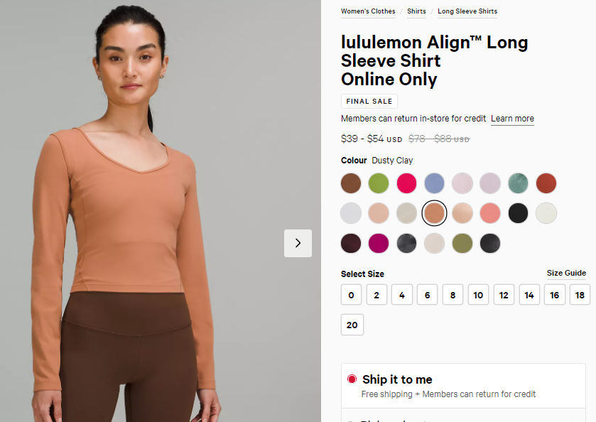 Lululemon Align™ 短袖T恤 多色可选 折后$39