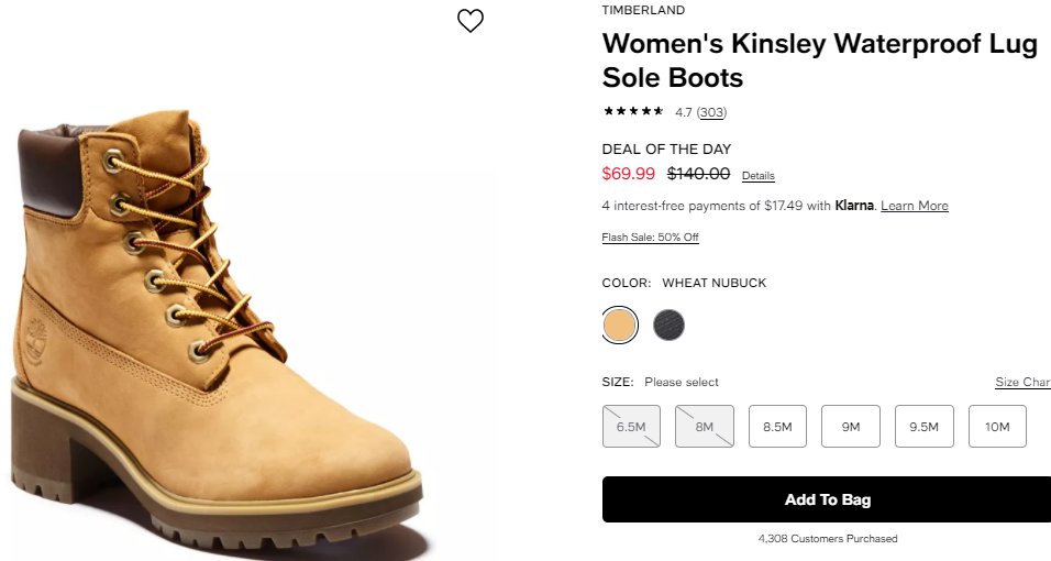 Timberland添柏嵐Kinsley防水女款短靴5折$69.99