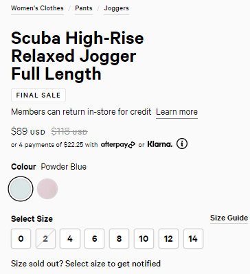 Lululemon Scuba 高腰休闲Jogger 淡蓝/淡粉色 75折$89