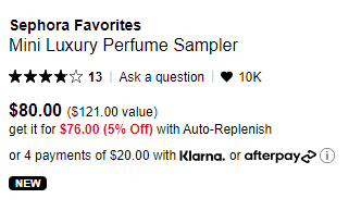 Sephora 热门品牌 mini 香水 5件套 售价$80