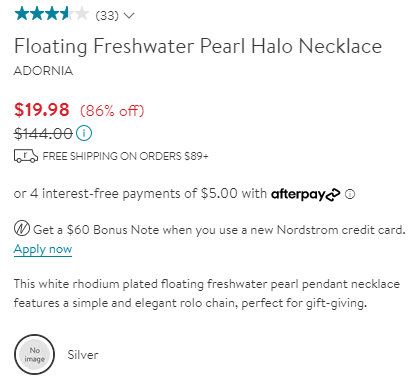 ADORNIA Floating Freshwater Pearl Halo淡水珍珠光环项链 1.4折$19.98