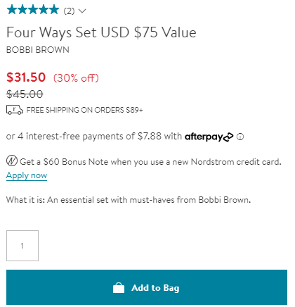 Bobbi Brown four Ways mini彩妆4件套 7折$31.5