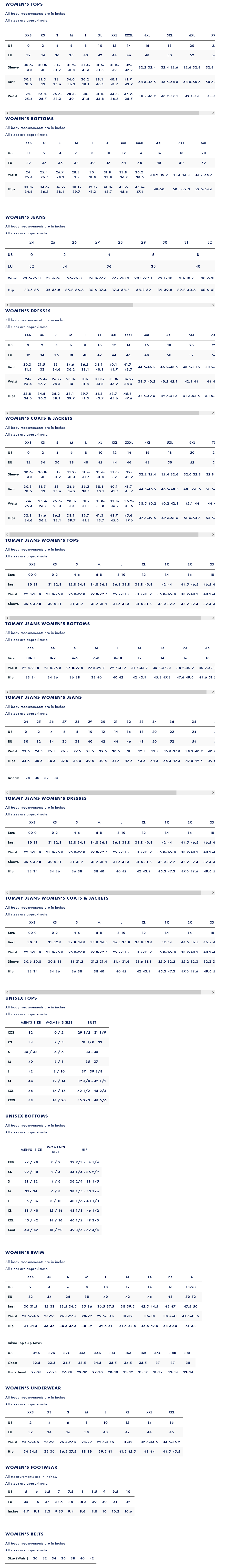 休閑女裝TOMMY HILFIGER的選擇攻略，TOMMY HILFIGER女裝尺碼對(duì)照表