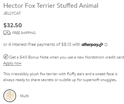 JELLYCAT Hector Fox 赫克特猎狐梗 售价$32.5