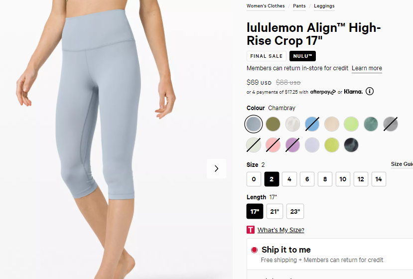 Lululemon Align 17 牛仔藍(lán)瑜伽褲 78折$69