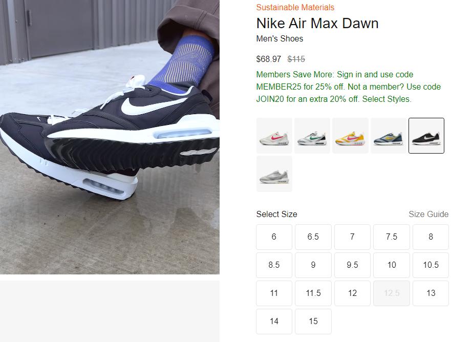 Nike Air Max Dawn男士复古运动鞋 折后$51.72