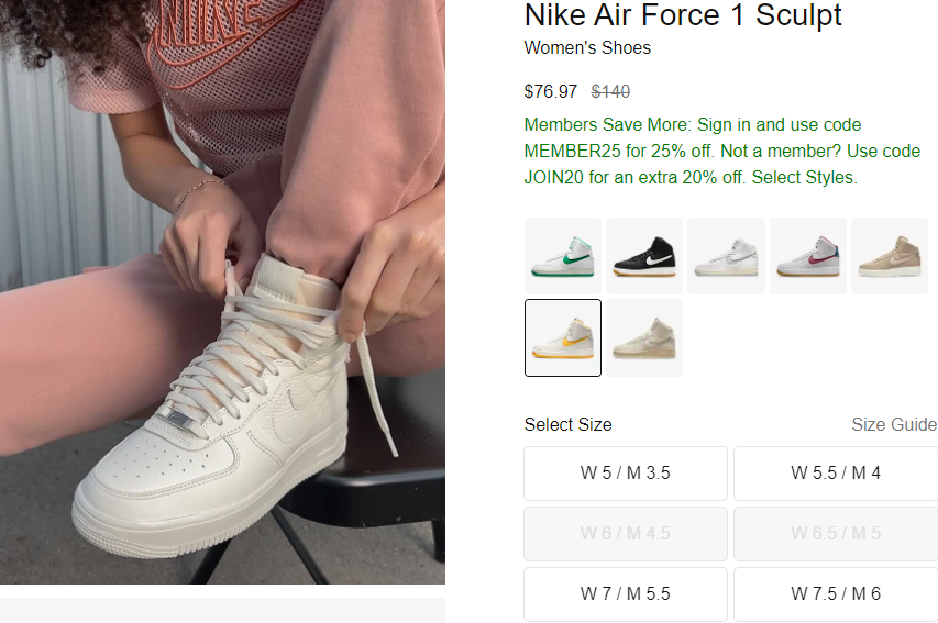 Nike Air Force 1 Sculpt 中性款运动鞋 折后$57.73