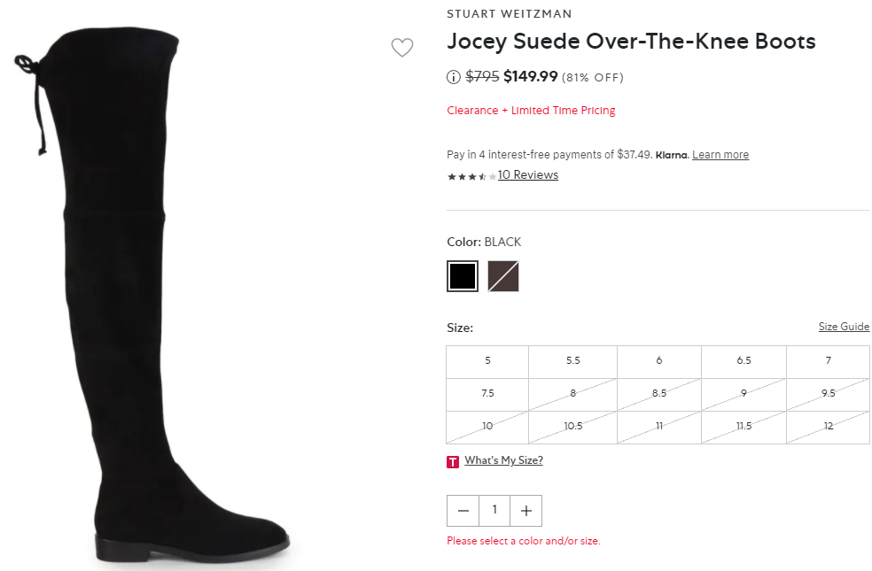 Stuart Weitzman Jocey過膝靴 19折$149.99